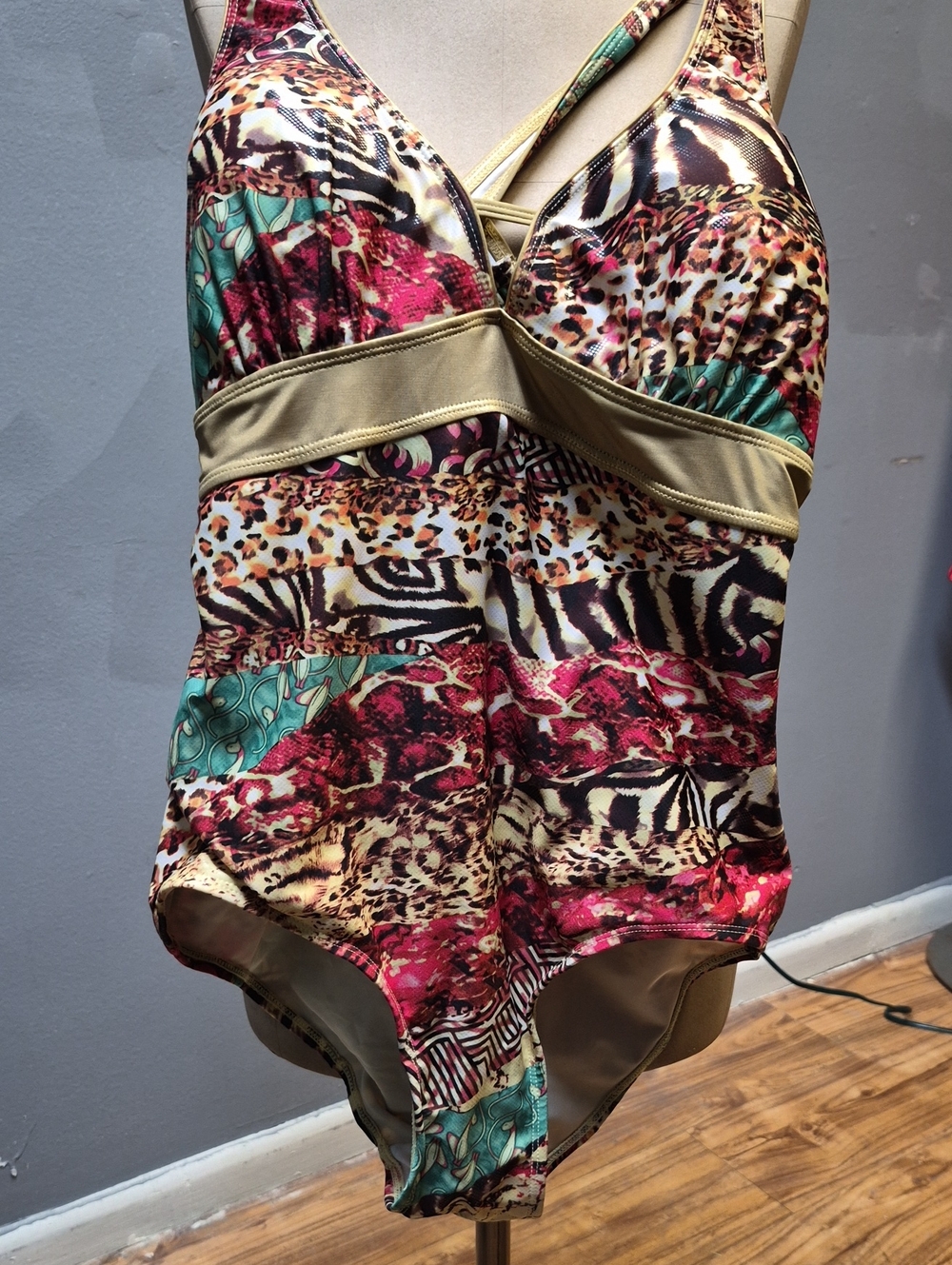 Baby Phat Patterned One-Piece Swimsuit in Multicolor Animal Print